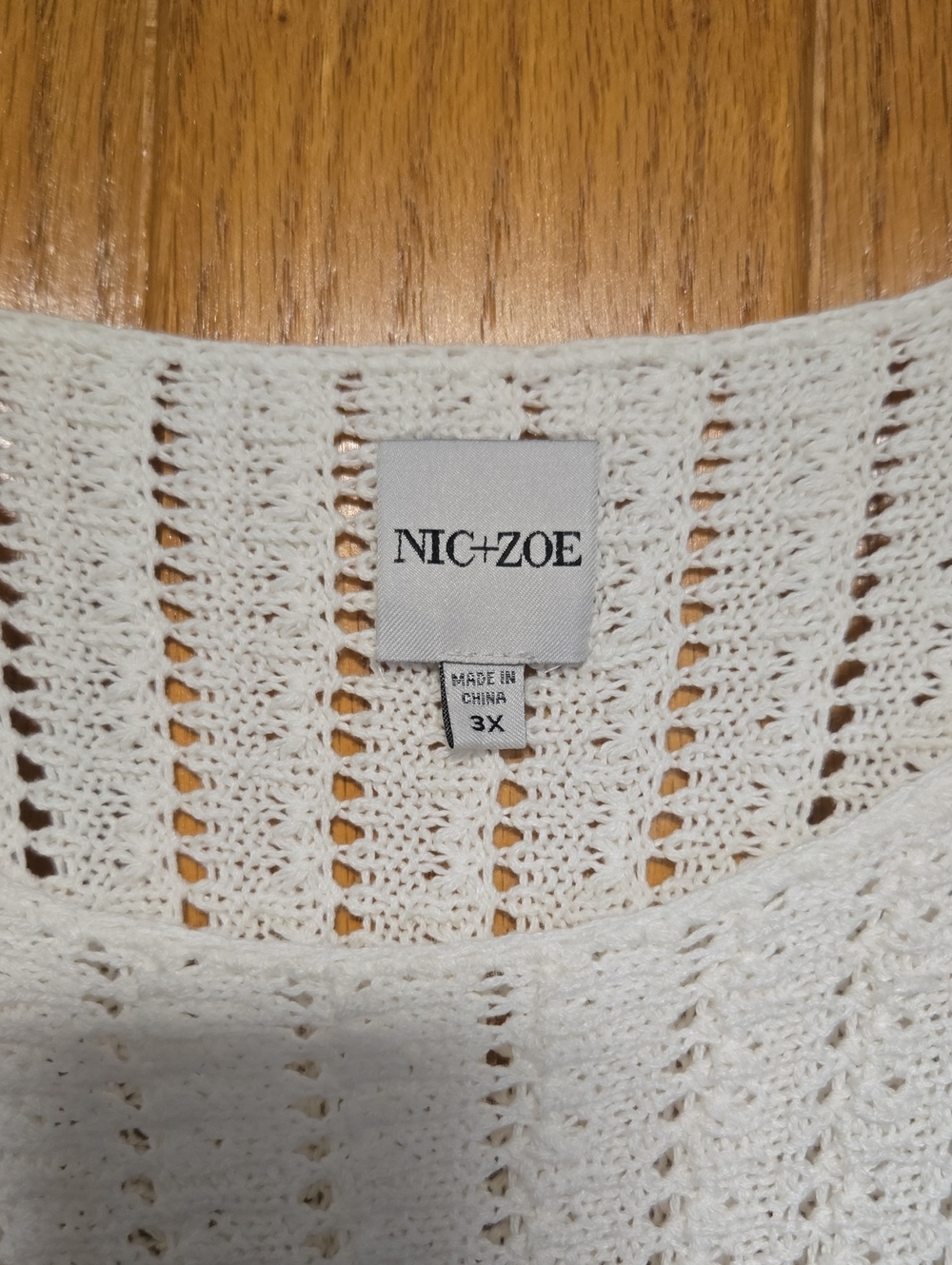 NIC+ZOE Cream Open-Knit Fringe Sweater - Picture 2 of 3